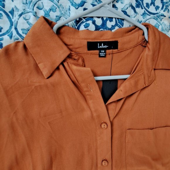 Lulus blythe button down orange blouse - Picture 2 of 4